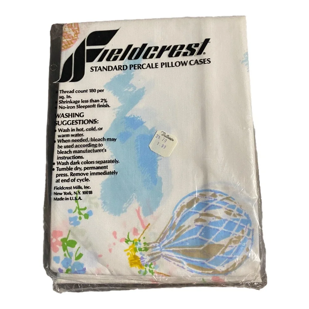 Vintage Fieldcrest Standard Percale Pillowcases Polycotton Mary Martin New